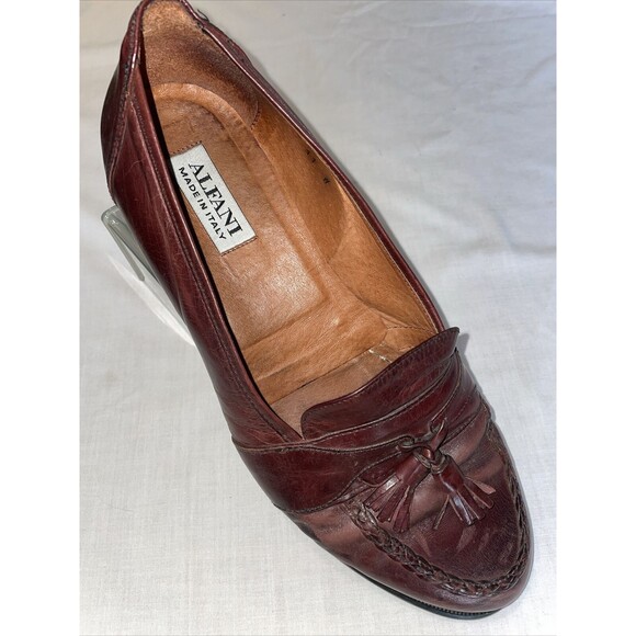 Alfani Other - Alfani Italy Dress Loafers Men’s Size 11 W Brown Leather Tassels Block Heels